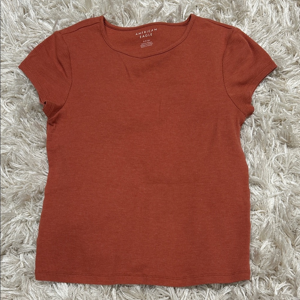 American Eagle Outfitters Women's Short Sleeve Rust Tee